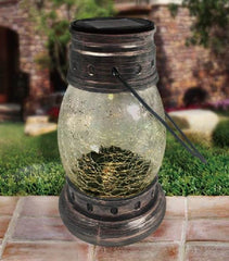Solar Crackle Effect Mining Lantern