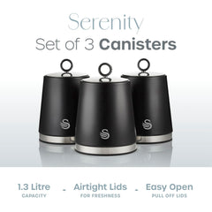 Serenity Set of 3 Black Canisters