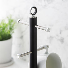 Black Towel Pole and Mug Tree Set
