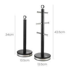 Black Towel Pole and Mug Tree Set
