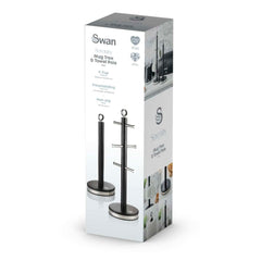 Black Towel Pole and Mug Tree Set