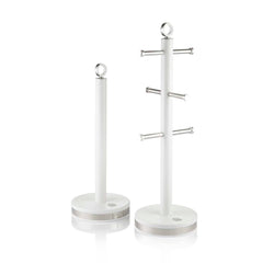 White Towel Pole and Mug Tree Set
