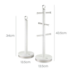 White Towel Pole and Mug Tree Set