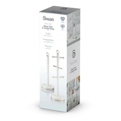 White Towel Pole and Mug Tree Set