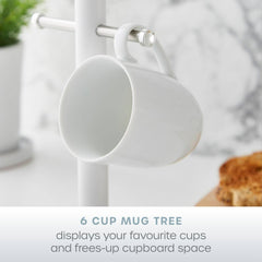 White Towel Pole and Mug Tree Set