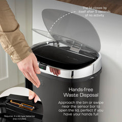 50L Square Black Sensor Bin