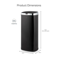 50L Square Black Sensor Bin