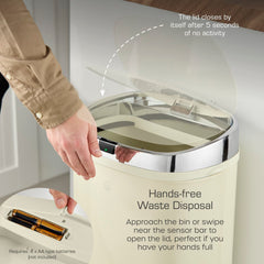 50L Square Cream Sensor Bin