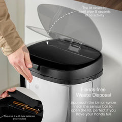 50L Square Silver Lid Sensor Bin