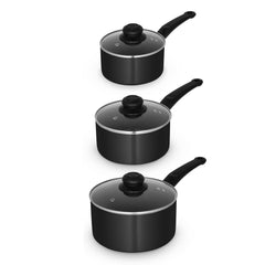 Townhouse 3 Piece Black Saucepan Set