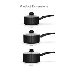Townhouse 3 Piece Black Saucepan Set
