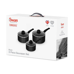 Townhouse 3 Piece Black Saucepan Set