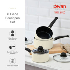 Townhouse 3 Piece White Saucepan Set