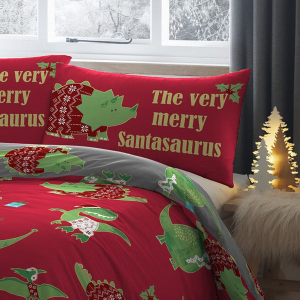 Santasaurus Glow in the Dark Red Bed Set - Double