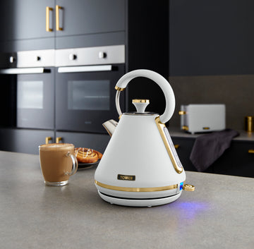 Tower Optic White Champagne Accents Kettle