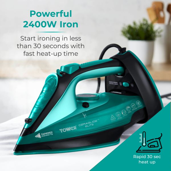 Tower 2400w Black and Teal Iron
