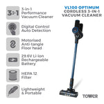 Tower Optimum Cordless 3 in 1 Vacuum Cleaner