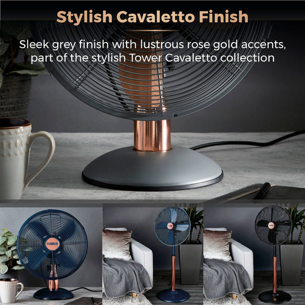 Tower Grey and Rose Gold Fan