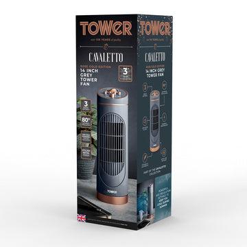 Tower Grey and Rose Gold Tower Fan