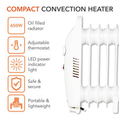 650W White Oil Filled Radiator