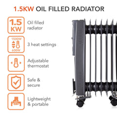 1500W Black Oil Filled Radiator