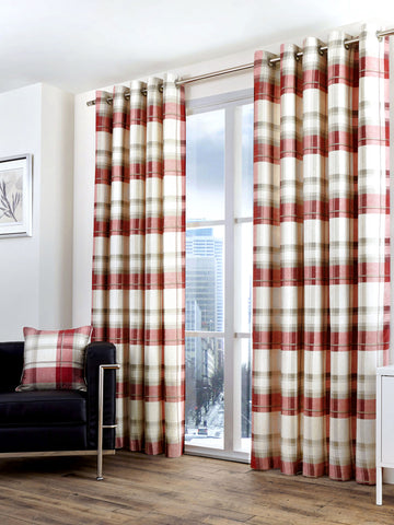 Fusion Balmoral Check Curtains - Ruby