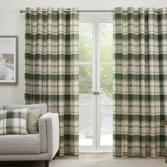 Fusion Balmoral Bottle Green Check Curtains