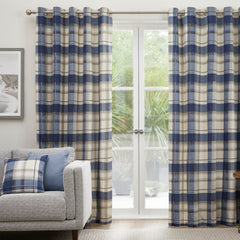 Fusion Balmoral Navy Check Curtains