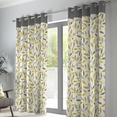 Fusion Beechwood Ochre Eyelet Curtains