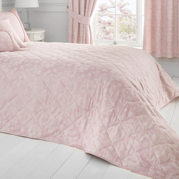 Dreams & Drapes Woven Blossom Bedspread 240x220cm - Blush