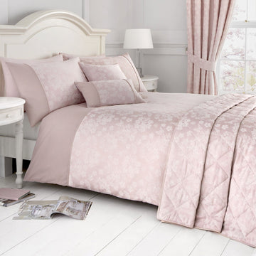 Dreams & Drapes Woven Blossom Bedspread 240x220cm - Blush