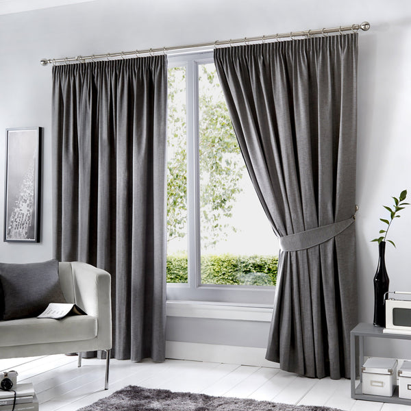 Fusion Dijon Lined Curtains - Charcoal