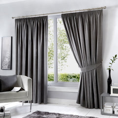 Fusion Dijon Charcoal Lined Curtains