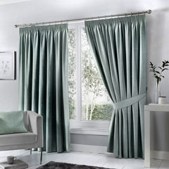 Fusion Dijon Duck Egg Lined Curtains