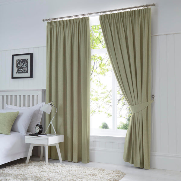 Fusion Dijon Lined Curtains - Green