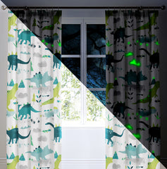 Bedlam Dinosaur Glow in the Dark Multicoloured Curtains