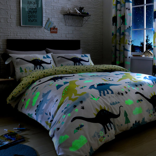 Bedlam Dino Glow in the Dark Duvet Cover Set - Multi