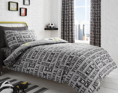 Bedlam Grey Football Duvet Cover Set