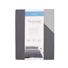 Plain Reversible Charcoal & Silver Duvet Cover Set