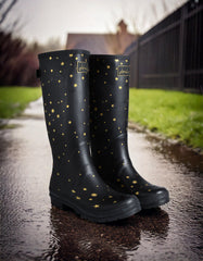 Joules Women's Long Black Star Wellies