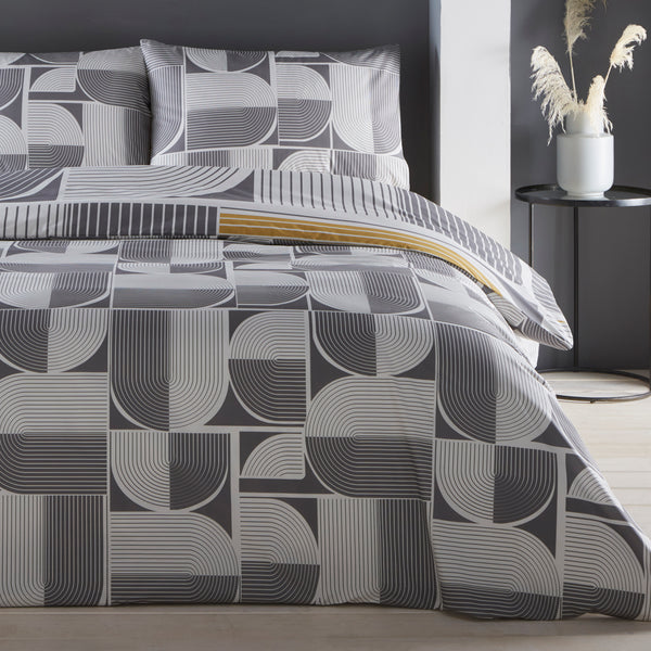 Appletree Style Kali Duvet Cover Set - Ochre/Grey