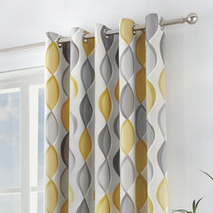 Fusion Lennox Grey and Yellow Eyelet Curtains