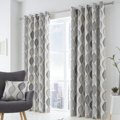 Fusion Lennox Grey Eyelet Curtains