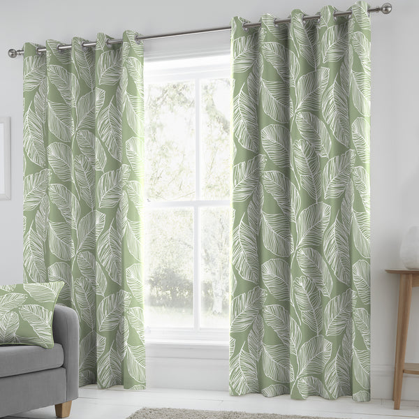 Fusion Matteo Eyelet Curtains - Green