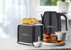 Q Bell Black Kettle and Toaster Set