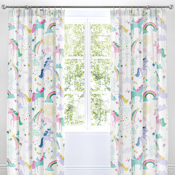 Bedlam Rainbow Unicorn Curtains 66x72 Inch - Multi