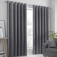 Fusion Strata Charcoal Eyelet Curtains