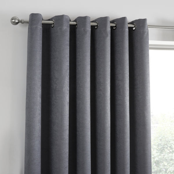 Fusion Strata Eyelet Curtains - Charcoal