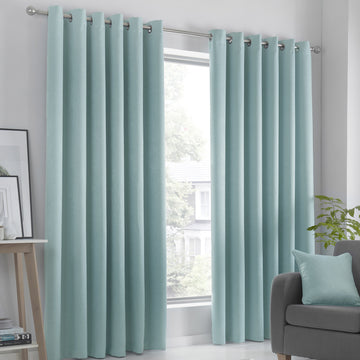 Fusion Strata Eyelet Curtains - Duck Egg