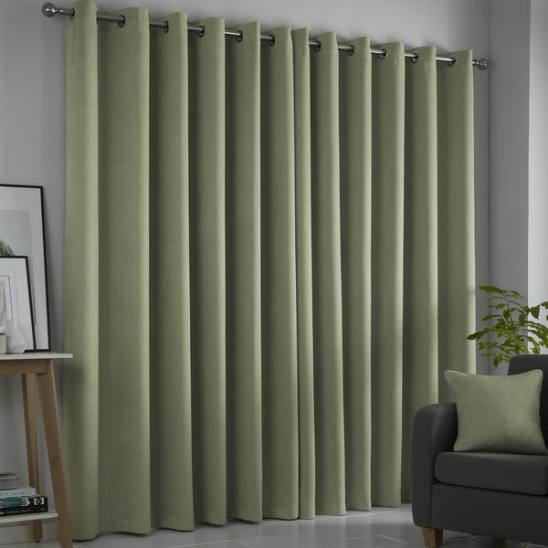 Fusion Strata Eyelet Curtains - Green